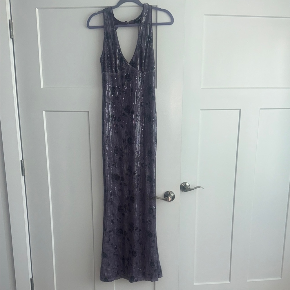 Fashion Nova Purple Sequin Mesh Dress